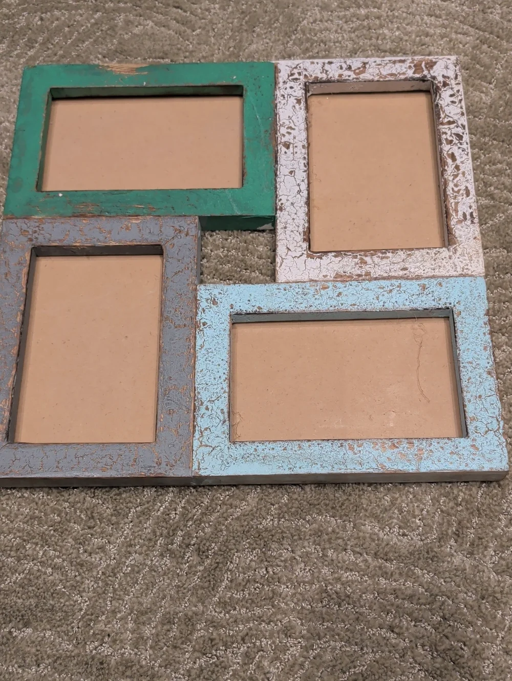 Distressed Multi-Color Wood Photo Frame  Rustic Home Accents